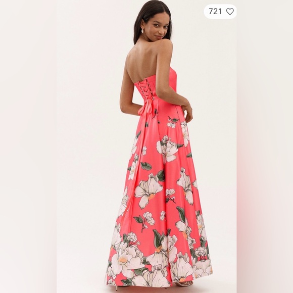 Anthropologie x BHLDN Savannah Strapless Printed Satin A-Line Maxi Dress - Picture 3 of 6